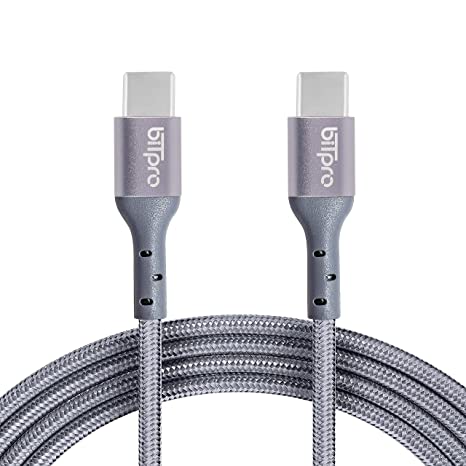 Bitpro Type C to Type C NC2C-0.9M Nylon Braided Cable with 3A Fast Charging & 480 Mbps Data Transmission, 10000+ Bends Tested for all Type C Compatible devices (3 feet / 0.9 meter)