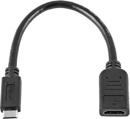 BITPRO Mini HDMI Male to HDMI Female Converter MHD2HD 0.15 m HDMI Adapter  (Compatible with Monitor, Projector, TV, PC, Black, One Cable)